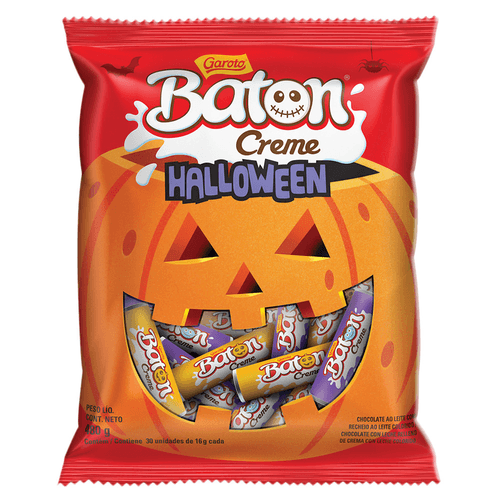 CHOC GAROTO BATON HALLOWEEN 475G-PC CREME/AO LEITE