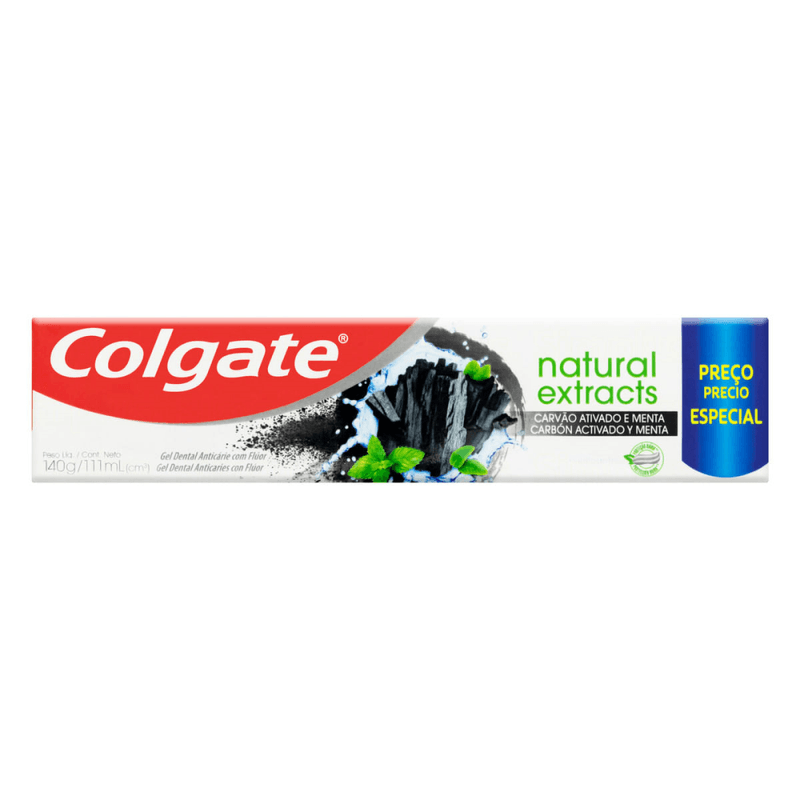 Gel-Dental-Anticarie-com-Fluor-Carvao-Ativado-Menta-Colgate-Natural-Extracts-Caixa-140g-Preco-Especial