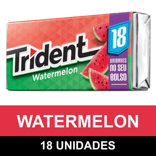 Goma de Mascar Melancia Zero Açúcar Trident Caixa 30,6g 18 Unidades