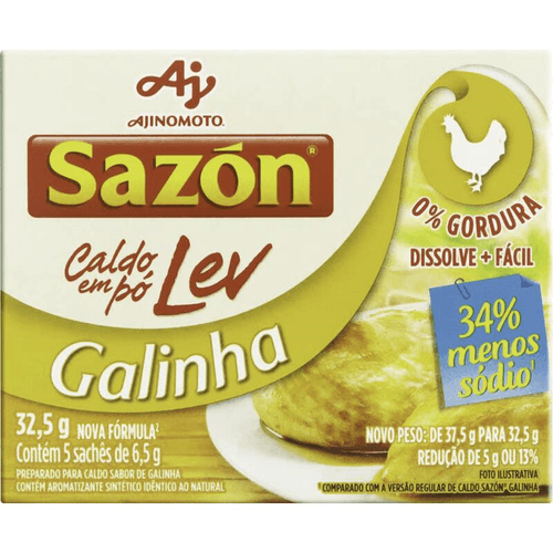 Caldo em Pó Galinha Sazón Lev Caixa 32,5g