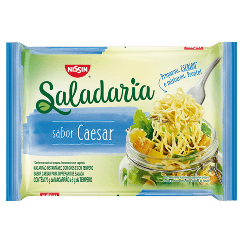 Macarrão Instantâneo com Ovos e com Tempero Caesar para o Preparo de Salada Nissin Saladaria Pacote 75g Sendo 70g de Macarrão e 5g de Tempero