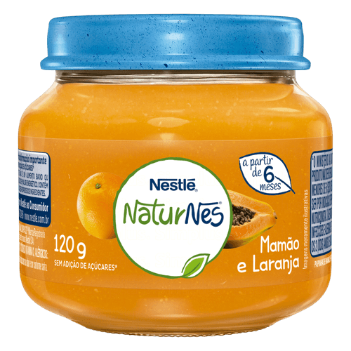 Papinha Mamão E Laranja Naturnes Vidro 120g