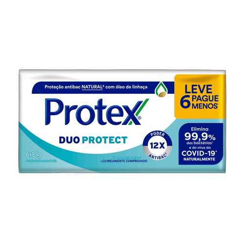 Sabonete em Barra Antibacteriano Protex Duo Protect Envoltório 510g de 85g Cada Leve 6 Pague Menos
