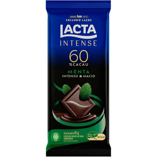 CHOC LACTA INTENSE 85G-TA 60% CACAU MENTA