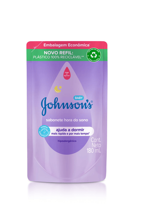 Sabonete Bebê Líquido Johnson's Hora do Sono Sachê 180ml Refil Embalagem Econômica