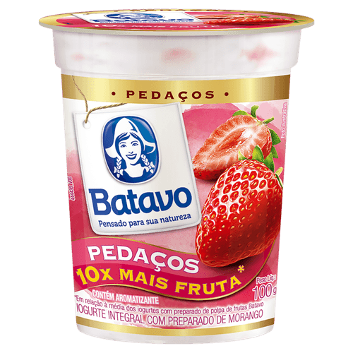 Iogurte Integral com Preparado de Morango Batavo Pedaços Copo 100g