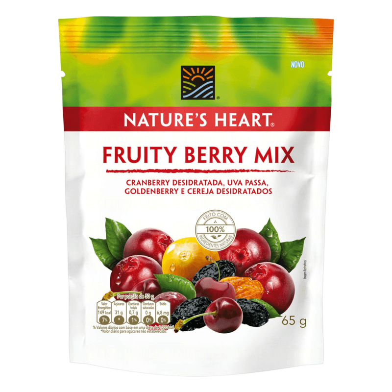 Mix-de-Frutas-Desidratadas-Fruity-Berry-Uva-Passa-Cranberry-Cereja-e-Blueberry-sem-Adicao-de-Acucar-Nature-s-Heart-Pouch-65g