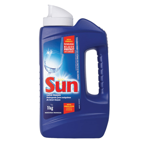 Detergente em Pó para Máquina de Lavar Louças Anti-Corrosão com Bico Dosador Sun Frasco 1kg