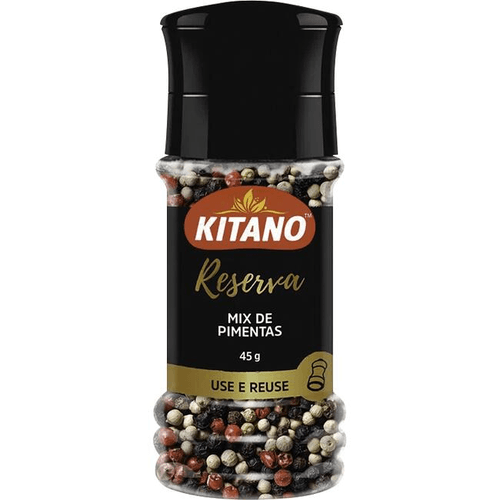 Mix de Pimenta-Preta, Pimenta-Branca e Pimenta-Rosa Kitano Reserva Vidro 45g