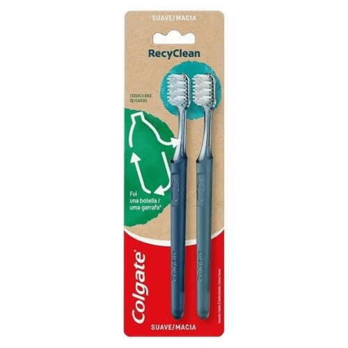 Escova Dental Macia Colgate Recyclean Cabeça Compacta 2 Unidades