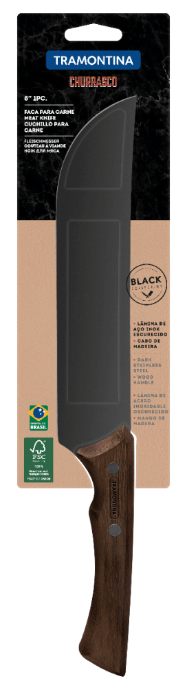 Faca para Carne Tramontina Churrasco com Lâmina de Aço Inox Black Tamanho 8