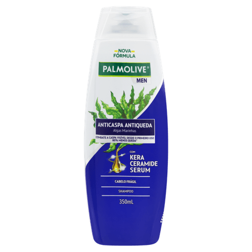 Shampoo Anticaspa e Antiqueda Algas Marinhas com Kera Ceramide Serum Palmolive Men Frasco 350ml
