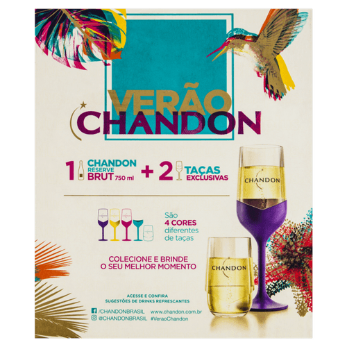 Kit Espumante Nacional Chandon Brut 750ml + 2 Taças