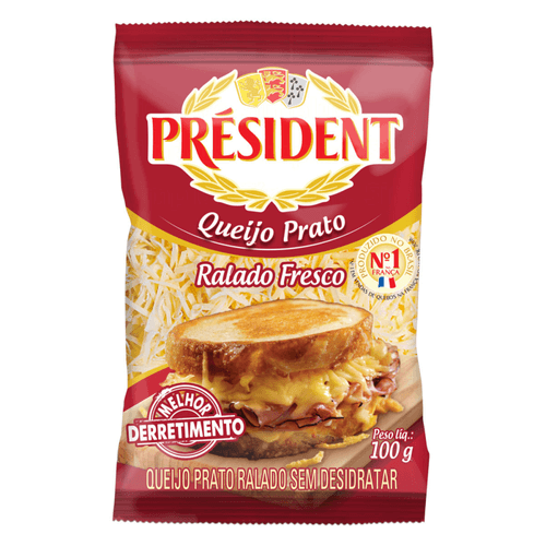 Queijo Prato Ralado sem Desidratar Fresco Président Pacote 100g