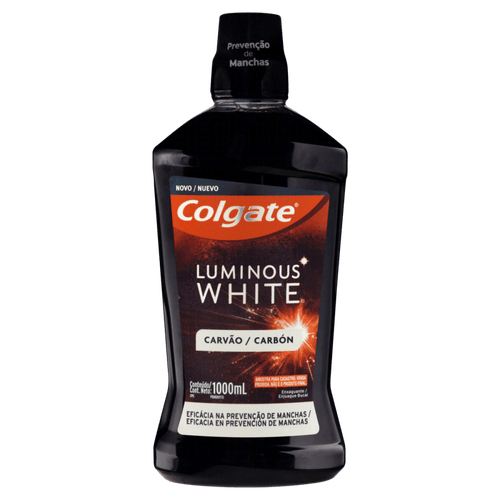 Enxaguante Bucal Carvão Zero Álcool Colgate Luminous White Frasco 1000ml