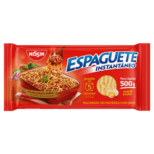 Macarrão Instantâneo Espaguete com Ovos 5 Minutos Nissin Pacote 500g