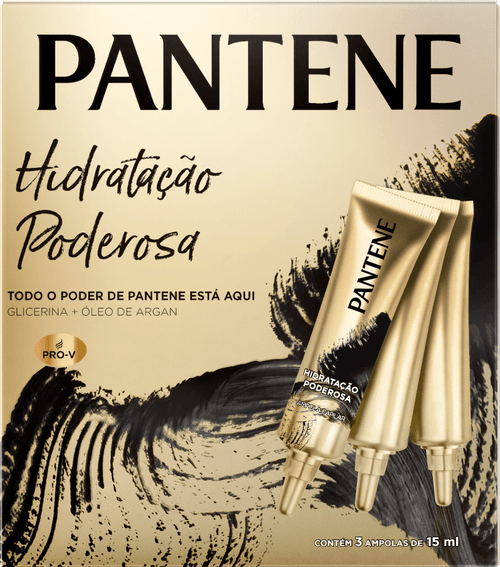 Ampola de Tratamento Capilar com Pérolas Solúveis & Óleo de Argan Pantene Pro-V Hidratação Poderosa Caixa 3 Unidades 15ml Cada