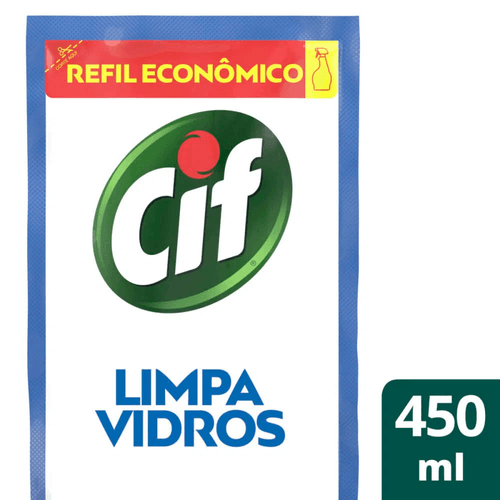 Limpador de Uso Geral Limpa-Vidro Cif Sachê 450ml Refil Econômico