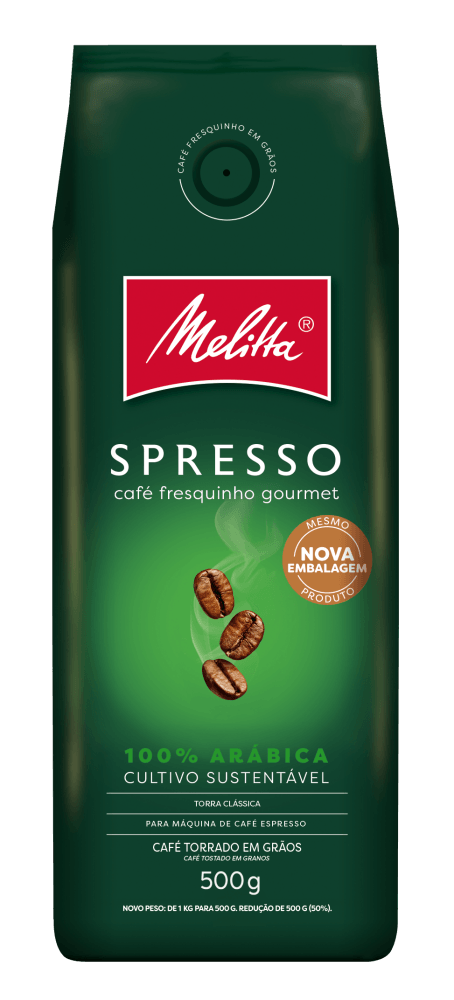 Café Torrado em Grãos Spresso 100% Arábica Melitta Gourmet Pacote 500g