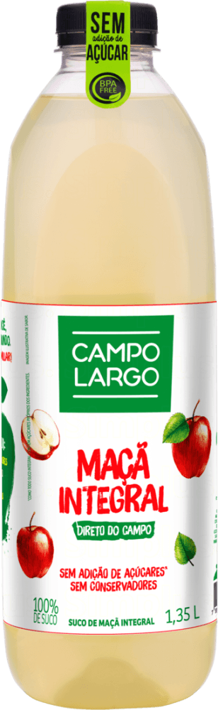 Suco Integral de Maçã sem Adição de Açúcar Campo Largo Garrafa 1,35l