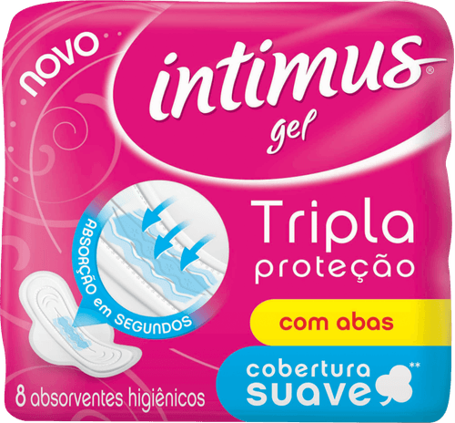 Absorvente com Abas Extra Suave Intimus Tripla Proteção Pacote 8 Unidades