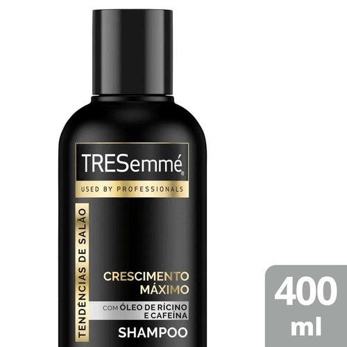Shampoo com Óleo de Rícino e Cafeína Tresemmé Crescimento Máximo Tendências de Salão Frasco 400ml