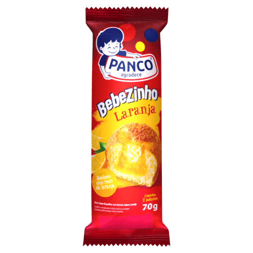 Bolinho Baunilha com Recheio de Laranja Panco Bebezinho Pacote 70g 2 Unidades