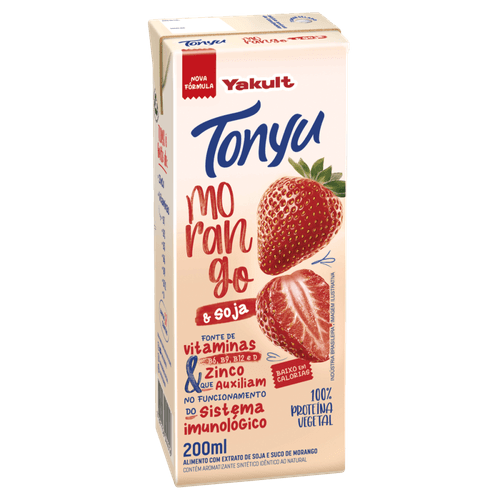 Bebida à Base de Extrato de Soja e Suco de Morango Yakult Tonyu Caixa 200ml