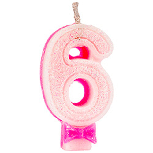 Vela de Aniversário Regina Super Glitter Rosa Nº 6 Unidade