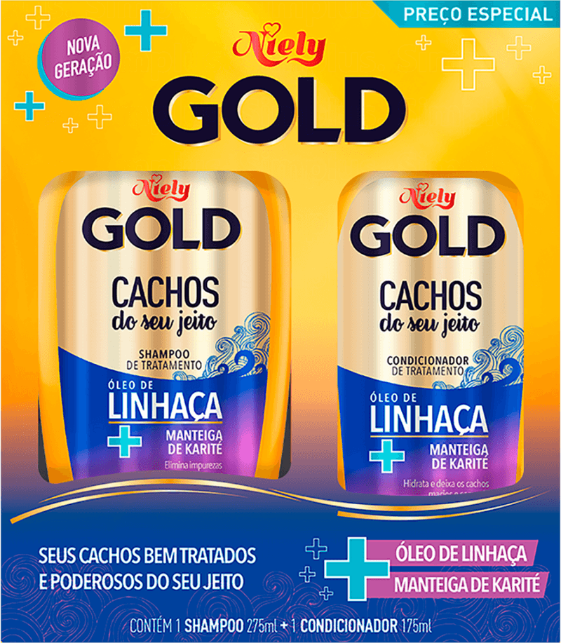 Kit-Shampoo-275ml---Condicionador-175ml-Niely-Gold-Cachos-Do-Seu-Jeito