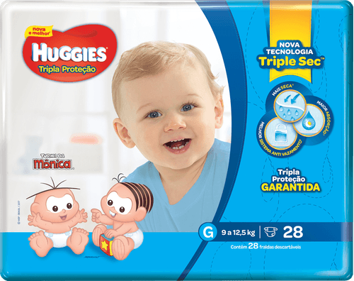 Fralda Huggies Turma da Mônica Tripla Proteção Jumbo G com 28 Tiras