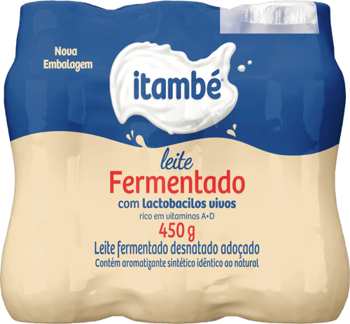 Leite Fermentado Adoçado Desnatado com Lactobacilos Vivos Itambé Frasco 450g 6 Unidades de 75g Cada