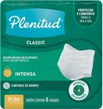 Roupa-Intima-Fralda-Calca-Descartavel-para-Incontinencia-Unissex-Plenitud-Classic-P-M-Pacote-8-Unidades