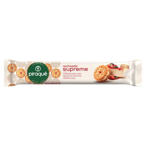 Biscoito Recheio Cheesecake com Geleia de Frutas Vermelhas Piraquê Supreme Pacote 80g