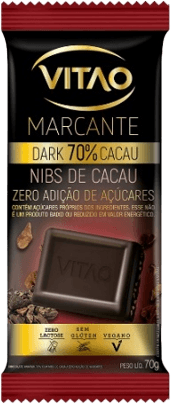 Chocolate 70% Cacau Vitao Zero Açúcar Dark Nibs de Cacau 70g