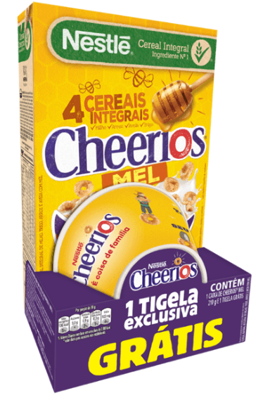 Cereal Matinal Integral Mel Cheerios 4 Cereais Caixa 210g Grátis 1 Tigela