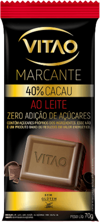 Chocolate ao Leite VITAO Marcante 40% Cacau Zero Adição de Açúcares sem Glúten 70g