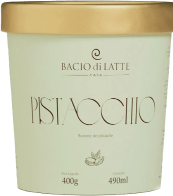 Sorvete com Pistache BACIO DI LATTE Pote 490ml