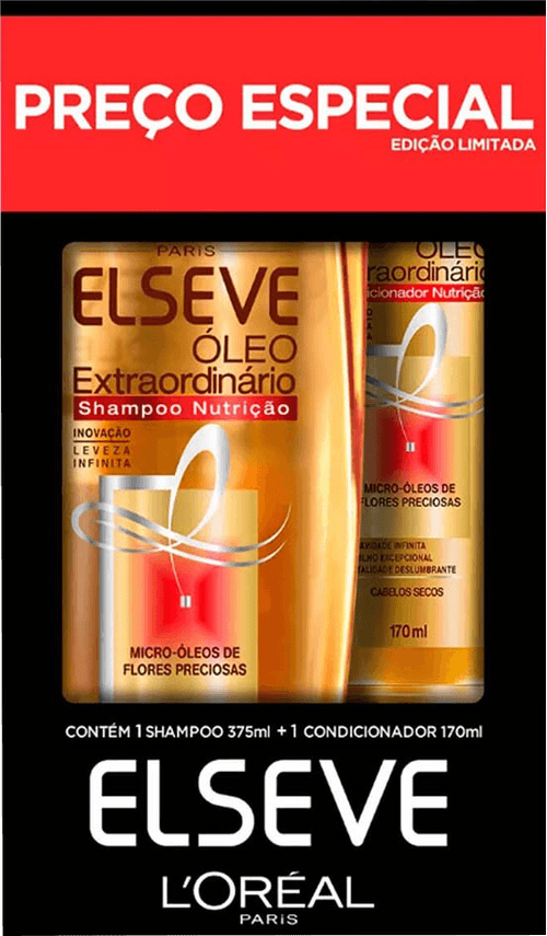 Kit Shampoo 375ml + Condicionador 170ml Loréal Paris Elseve Óleo Extraordinário Nutrição