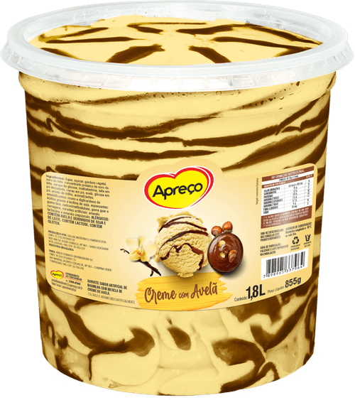 Sorvete Creme com Avelã Apreco Apoio 1,8 Litros