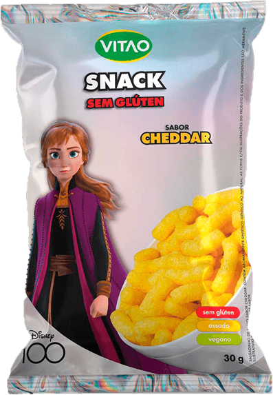 Snack Salgadinho de Milho Assado Cheddar Frozen Vitao Pacote 30g Disney 100