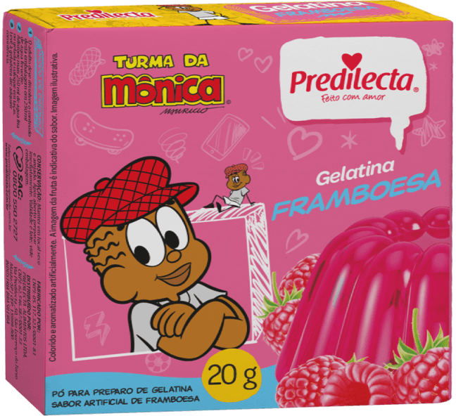 Preparo-de-Gelatina-em-Po-Framboesa-Turma-da-Monica-Predilecta-Caixa-20g