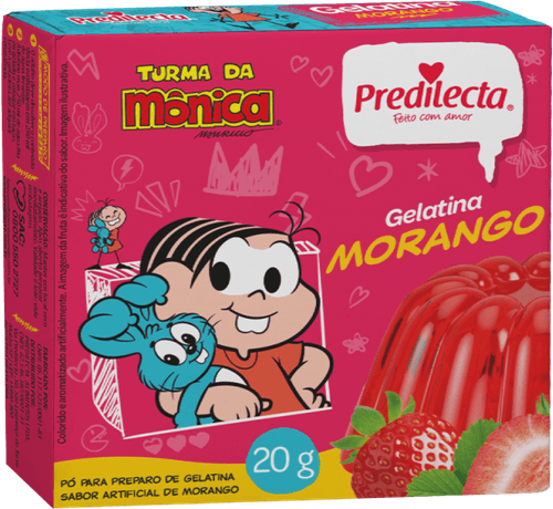 Preparo de Gelatina em Pó Morango Turma da Mônica Predilecta Caixa 20g