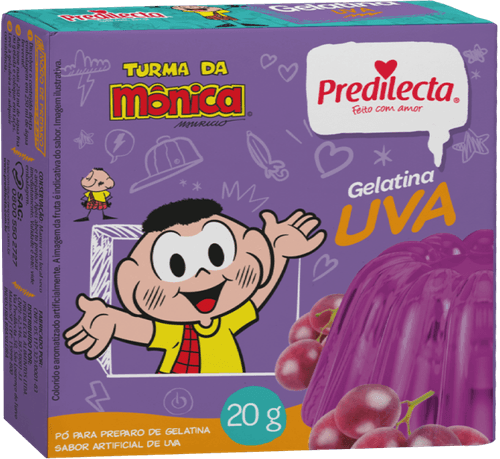 Preparo de Gelatina em Pó Uva Turma da Mônica Predilecta Caixa 20g