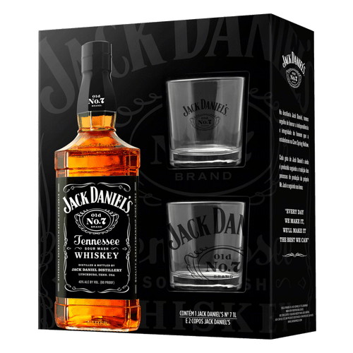 Kit 2 Copos + Whisky Americano Old No. 7 Jack Daniel's Tenessee 1l