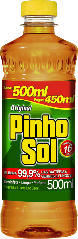 Desinfetante para Uso Geral Original Pinho Sol Frasco Leve 500ml Pague 450ml