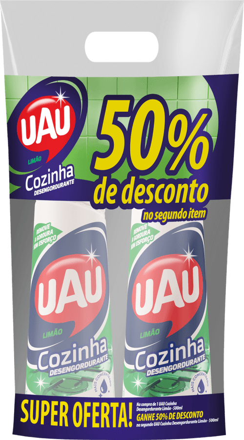 Limpador Detergente Desengordurante Cozinha Concentrado Limão Uau Squeeze 2 Unidades 500ml Cada Leve Mais Pague Menos