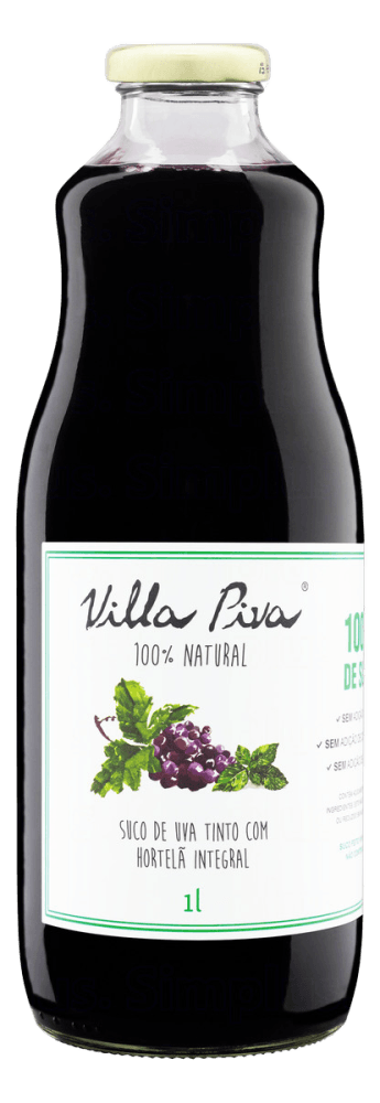 Suco Integral de Uva Tinto com Hortelã sem Adição de Açúcar Villa Piva Garrafa 1l