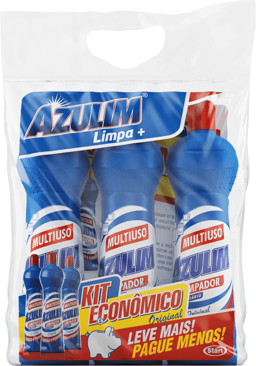 Kit Limpador Multiuso Azulim Original 500ml Embalagem com 3 Unidades