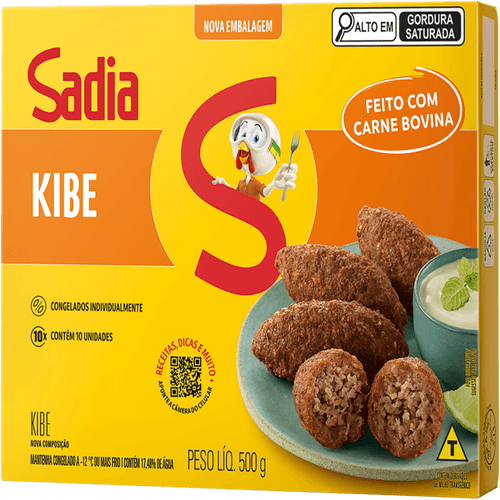 Kibe Congelado Feito com Carne Bovina Sadia Caixa 500g 10 Unidades 50g Cada